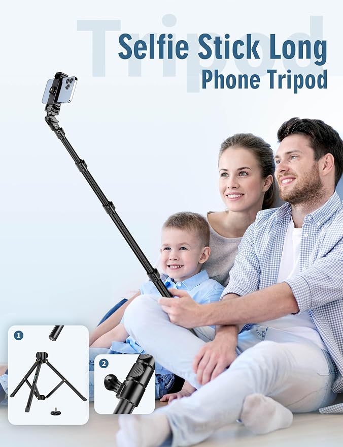 Phone Tripod, 85" Tripod for Cell Phone iPhone with Gooseneck | Aluminum Tripod Stand for Video Recording Photo Vlog, Travel Cellphone Tripod with Remote Compatible with iPhone Android - Image 4