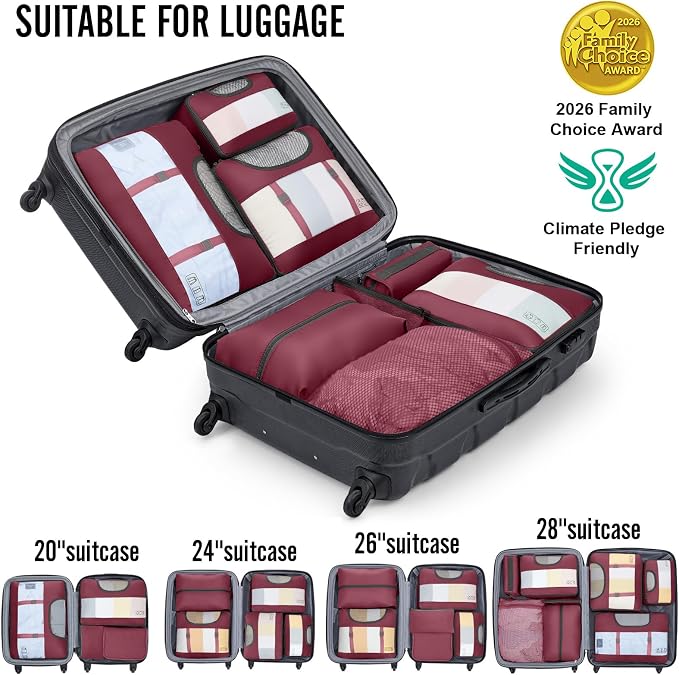 Veken 10 Set Packing Cubes for Travel Essentials, Suitcase Organizer Bags in 4 Sizes, Carry-On Luggage Accessories with Laundry Bag, Airplane Must Have with 99-Count Mesh Holes - Image 6