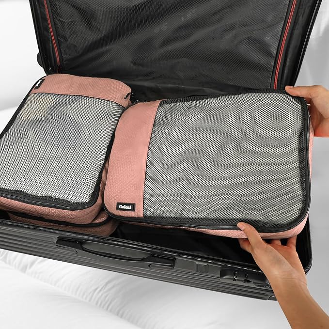 Packing Cubes for Travel Essentials,4 Set Packing Cubes for Suitcases,Lightweight Mesh Luggage Organizer Bag,Meat pink - Image 6