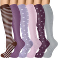 Compression Socks for Women & Men 6 Pairs | 20-30 mmHg Breathable & Moisture-Wicking Comfortable & Skin-Friendly Knee High Support Socks for Nurse, Travel, Pregnancy by OUIVIAL