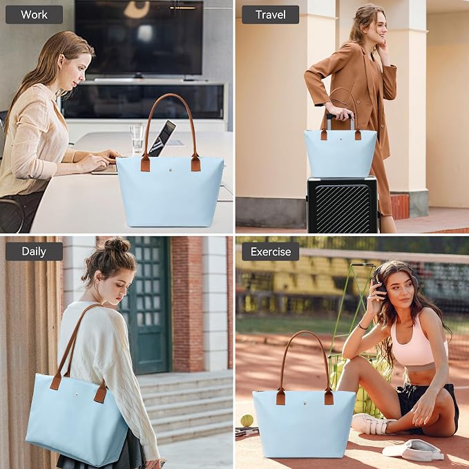 KALIDI Tote Bag for Women Nylon Top-Handle Purse,Large Capacity Shoulder Hobo handBag with Zipper Leisure Foldable Weekend - Image 6