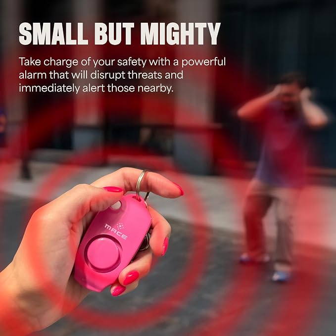 Mace Personal Safety Alarm - Loud 130db Siren, Built in Emergency Whistle, Easy On/Off Push Button Activation, Batteries Included, Personal Alarm for Women & Men - Neon Pink - Image 4