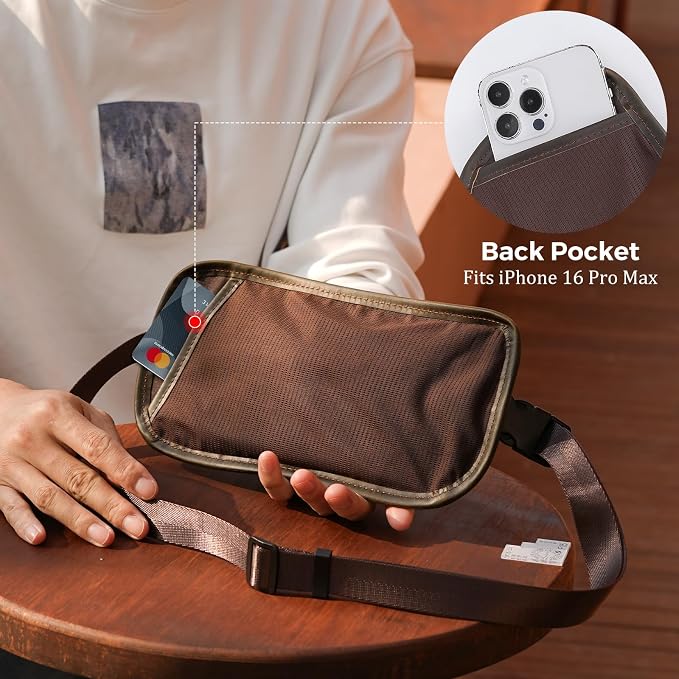 Polare Leather Money Belt Hidden Passport Holder Travel Pouch, AirTag Slot | Full Grain Cowhide Leather, RFID Protection, Travel Passport Wallet, Slim Undercover Waist Bag - Image 4