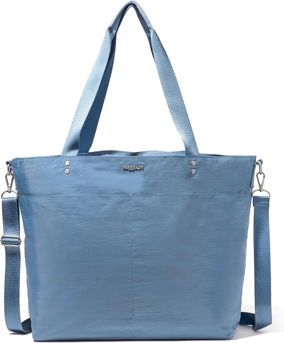 Baggallini Carryall Tote - Lightweight Nylon Zipper Top Weekender Travel Beach Bag w/Luggage Sleeve by baggallini