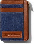 ID Stronghold RFID Blocking Front Pocket Wallet – Slim Minimalist Genuine Leather Wallet with Zipper Coin Pocket (Denim) by IDStronghold