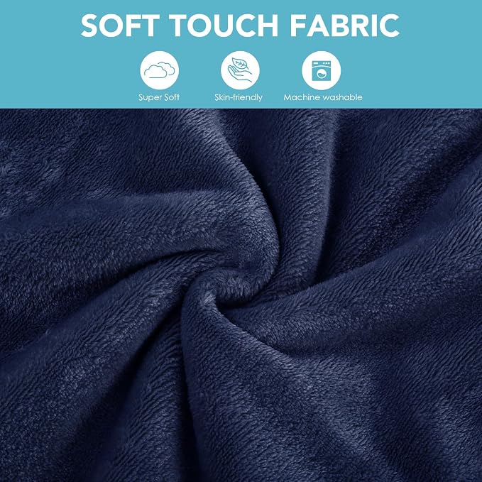 Travel Pillow and Blanket 2-in-1 Set, Navy Blue, 60x50 Inch | Plane Packable , Soft Warm and Lightweight Flannel, Hand Luggage Sleeve and Backpack Clip, Plane Flight Car Trips - Image 6