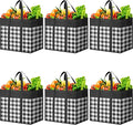 WOWBOX Reusable Grocery Bags, Foldable Reusable Shopping Tote Bags | 6-Pack Large Storage Bags bulk with Reinforced Handles and Water Resistant Coating for Groceries,Multipurpose,Black-White by WOWBOX