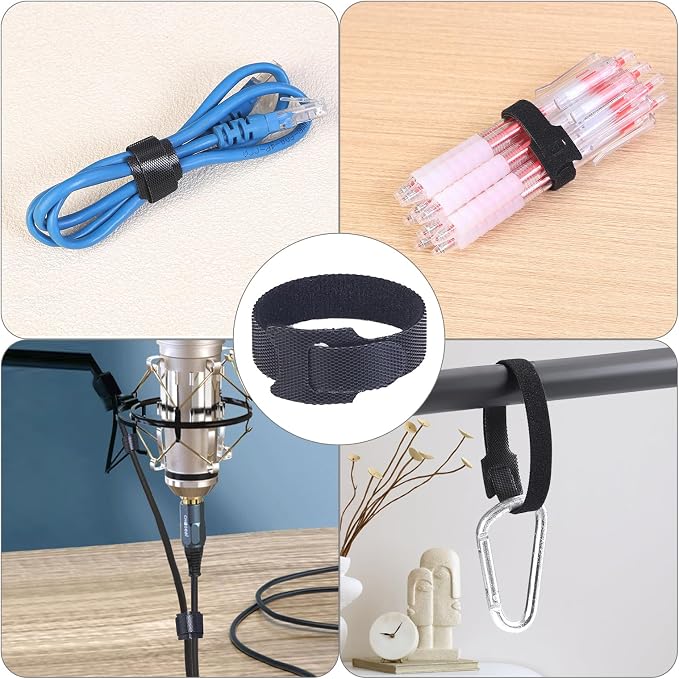 MVYC 150PCS 8 Inch Reusable Cable Ties Wire Ties Cord Organizer Cable Organizer Adjustable Cable Management Black - Image 9