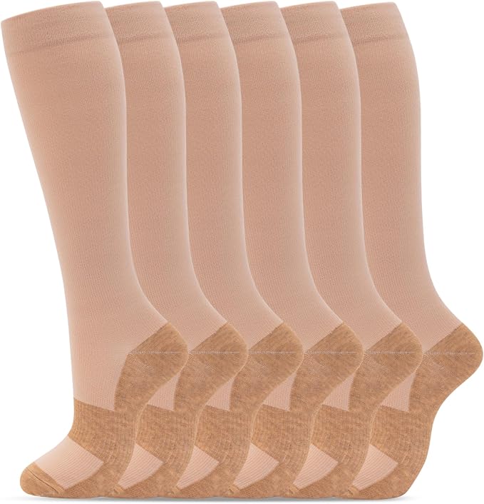 fenglaoda 6 Pairs Compression Socks for Women & Men Knee High Cute Circulation Socks for Nurse Pregnant Travel Athletic by fenglaoda