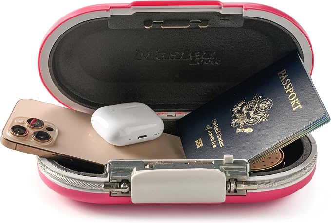 Master Lock Pink Portable Small Lock Box, Set Your Own Lock Combination Portable Safe, Personal Travel Safe for Phone, Passport, Money, ‎5900DPNK by Unknown