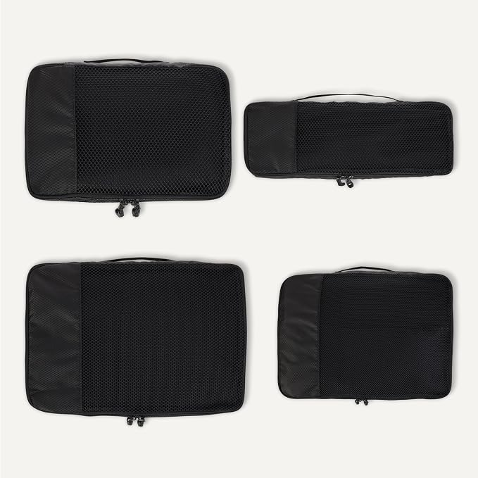 Amazon Essentials 4-Piece Space-Saving Packing Cubes Travel Accessories Set, Luggage Organizer with Double Zipper, Mesh Top, Small/Medium/Large/Slim, Black (Previously Amazon Basics) - Image 5