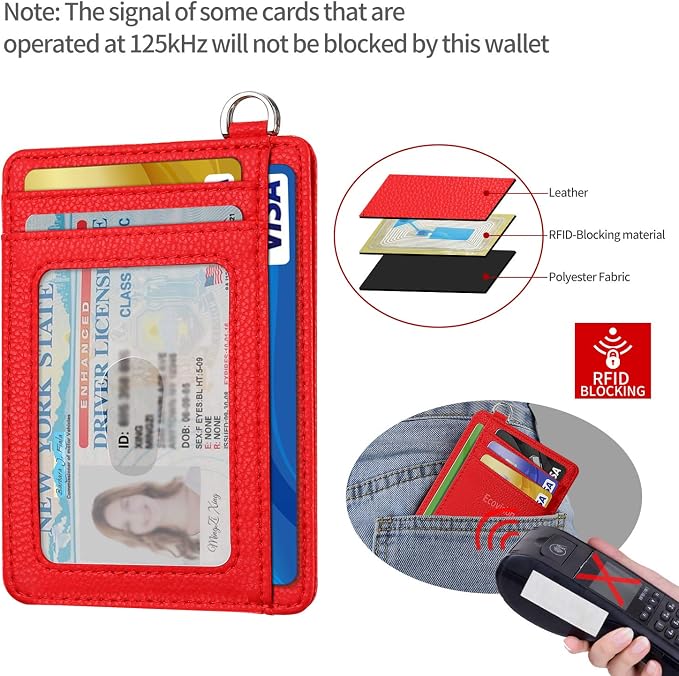 Slim Minimalist Front Pocket Wallet, RFID Blocking Credit Card Holder Wallet with Detachable D-Shackle for Men Women - Image 3