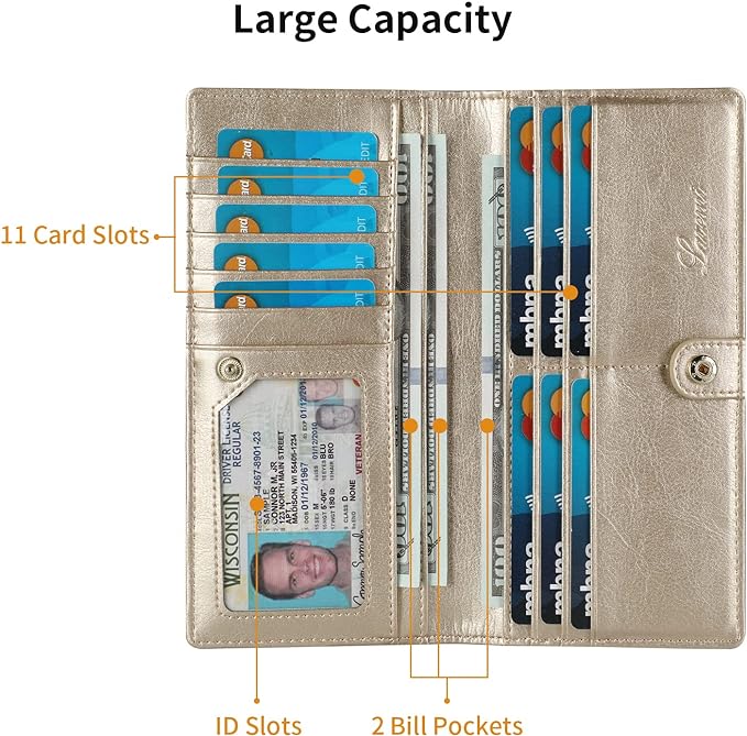 Ultra Slim Thin Leather Women Wallet RFID Blocking Credit Card Holder Bifold Long Ladies Billfold - Image 5