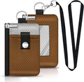 Minimalist RFID Blocking Small Wallet with ID Window,WaterResistant Zip Id Case Wallet with Lanyard Keychain for Cards,Cash,Travel,Women,Men (Brown/Light Grey) by CCUMI