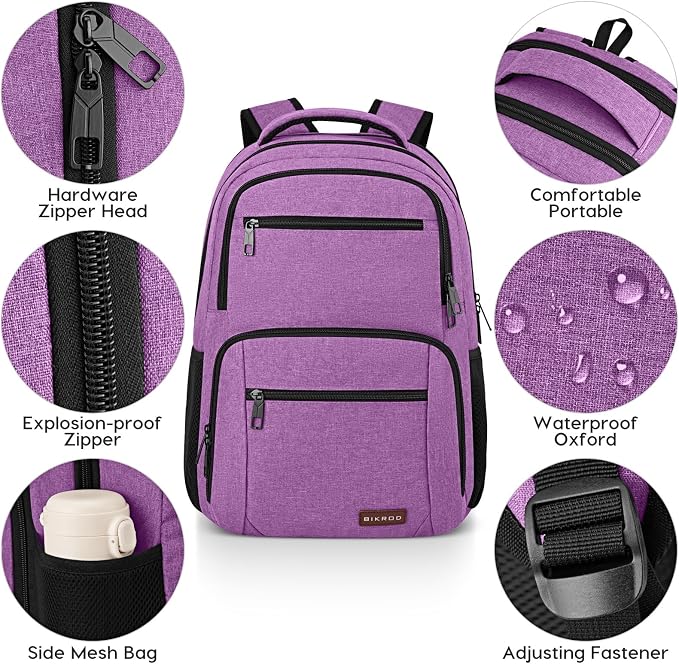BIKROD Backpack for Girls Women, School Backpack for Teen Boys, Lightweight Casual High School Bookbag, Daily-use Travel Laptop Backpack Fits 15.6 Inch Notebook - Image 3