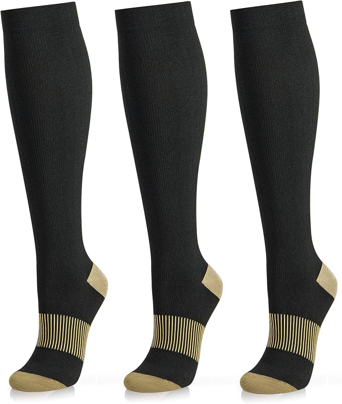 Medical Compression Socks for Women and Men 3 Pairs 20-30 mmHg Knee High Christmas Compression Stockings Circulation Best for Running Athletic Nurses by UUSOCKS