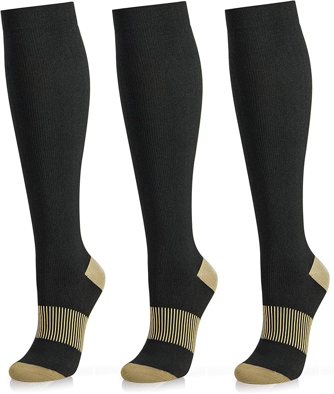 Medical Compression Socks for Women and Men 3 Pairs 20-30 mmHg Knee High Christmas Compression Stockings Circulation Best for Running Athletic Nurses by UUSOCKS