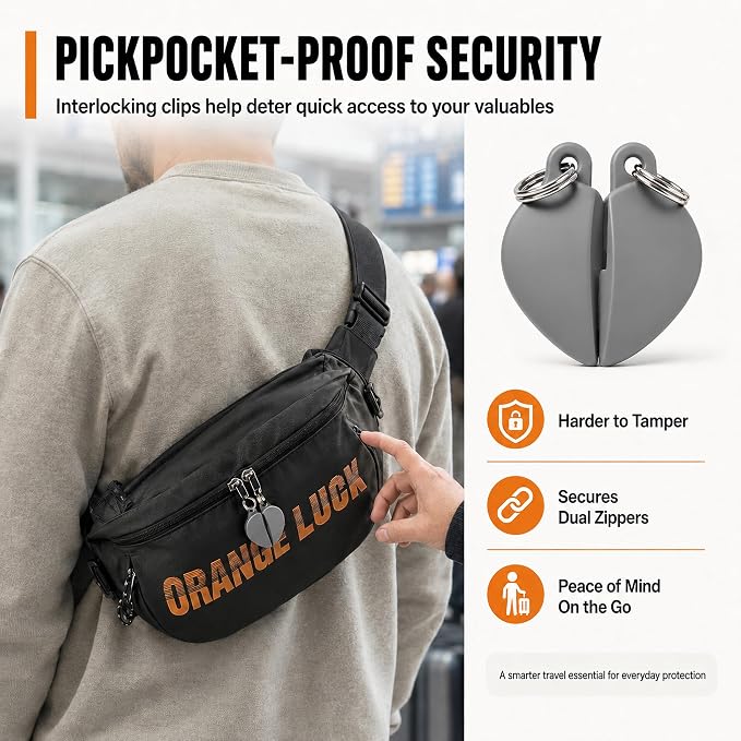 CyberNexus Zipper Clips, Anti-Pickpocket, Gray, 2-Pack | Anti-Theft Purse and Backpack Locks, Travel Safety Essentials - Image 4