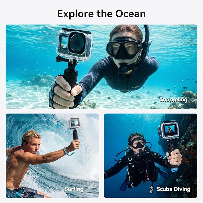 Underwater Waterproof Case for DJI Osmo Action 6 Camera | 196FT/60M Protective Diving Housing with Handle, Quick Release Interface Protective Cover with Float Stick Accessory Kit - Image 4