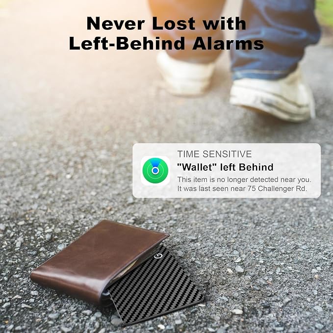 Wallet Tracker Card for Apple Find My (iOS Only), Ultra-Thin Bluetooth Tracker Smart Card Wallet Finder, IP68 Waterproof Slim Item Locator for Wallets, Keys, Passport & Luggage Tags (Jet Black) - Image 6