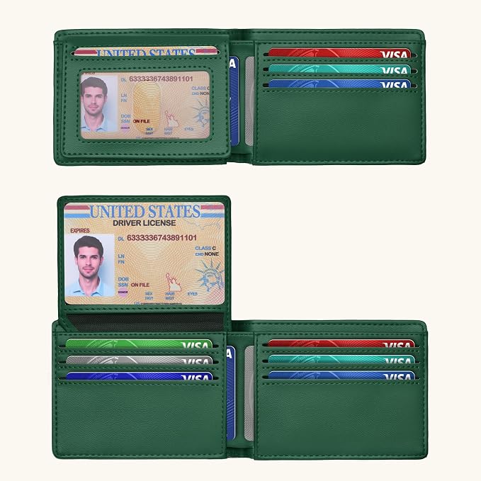 Tipmile Wallet for Men Slim RFID Blocking Credit Card Holder, Minimalist Men Wallets 12 Cards with 2 ID Windows & Cash Slot, Bifold Front Pocket Wallet Gifts for Men - Image 2
