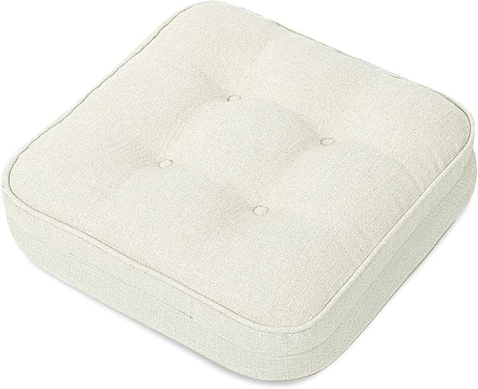 GOFORIT Memory Foam Cushion，Square Seat Cushions for Dining Chairs,Non-Slip Chair Pads with Removable Cover, 16'' x 16'', Off White by Unknown