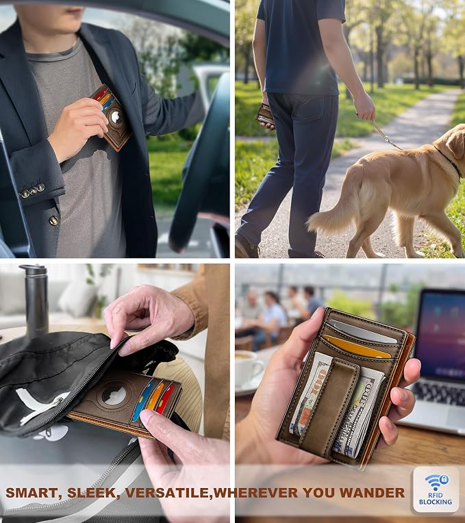 BULLIANT Magnetic Slim Leather Airtag Wallet Money Clip For Men 12Cards | RFID Blocking | Easy Access | Gift Boxed | Pocket Fit - Image 6