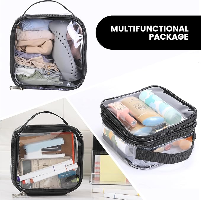 BORMELUN Clear pouches for travel toiletries vinyl TSA airport approved proof makeup bag reusable organizer (black) - Image 8