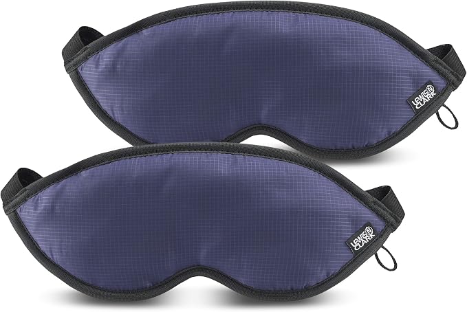 Lewis N. Clark Comfort Eye Mask + Sleep Aid to Block Light for Travel, Airplane, Hotel, Airport, Insomnia + Headache Relief with Adjustable Straps, 2 Pack, Blue by LewisNClark