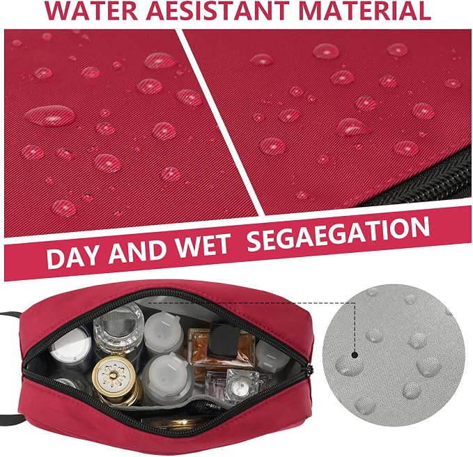 Travel Toiletry Bag for Men & Women, Hanging Cosmetic Organizer | Water-Resistant Fabric, Sturdy Handle, Lightweight Dopp Kit – Bathroom Toiletries, Makeup, Shaving, Grooming & Accessories - Image 3