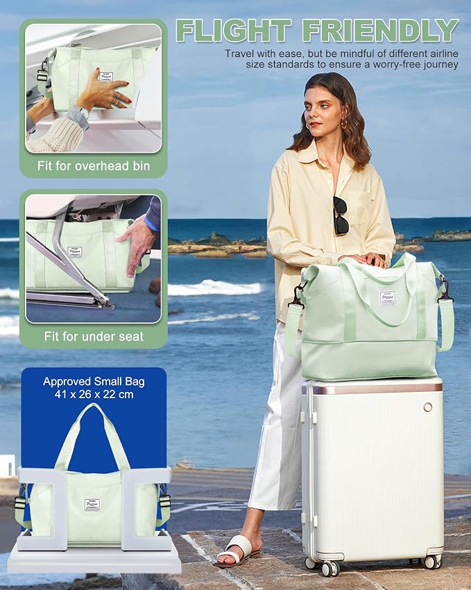 Travel Duffel Bag, Sports Tote Gym Bag, Shoulder Weekender Overnight Bag for Women - Image 3