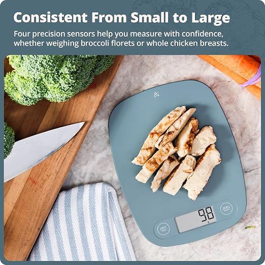 Greater Goods Food Scale, Slim & Compact Build, 1g Precision (Stone Blue) | Digital Kitchen Scale for Cooking, Meal Prep & Portion Control, Tare, Auto Shut-Off, g/oz/lb/ml Conversion & Calorie Tracking - Image 3
