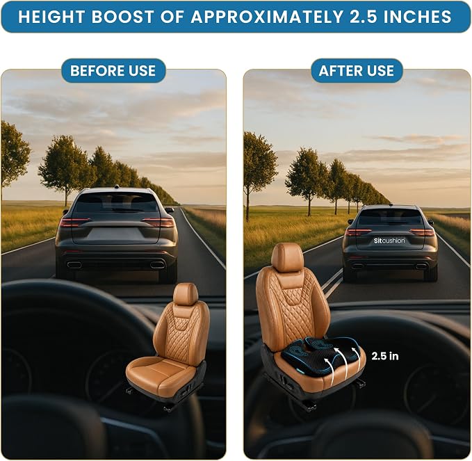 Car Seat Cushion for Driving, Coccyx Cushion for Car (Breathable 4D Cover) | Extra Large Seat Cushion for Car adds Premium Support, Sciatica Pain Relief Cushion With Breathable 4D Mesh Cover (Black) - Image 6