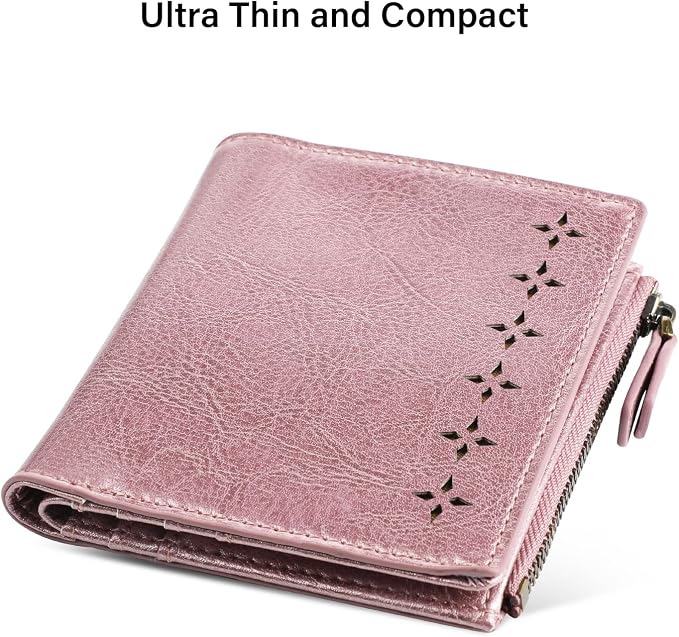 Ultra Thin Small Compact Leather Womens Girls Wallets RFID Blocking Credit Card Holder for Women - Image 3