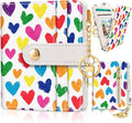 Jogjam Raining Hearts Rfid Women Wallet, Small Slim Thin Credit Card Holder | PU Leather Bifold Cash Zipper Coin Pocket ID Window, for Female Ladies Teen Girls Girly Gifts by Jogjam