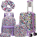 Kids Luggage Sets 5 Piece Rolling Suitcases with Wheels for Girls Hardshell Travel Suitcase Set 16'' Purple Luggage for Kids by Unknown