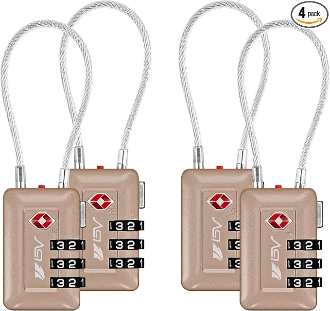 TSA Accepted Luggage Travel Lock, Set-Your-Own Combination Lock for School Gym Locker, Luggage Suitcase Baggage Locks, Filing Cabinets, Toolbox, Case (Titanium, 4 Pack) by BV