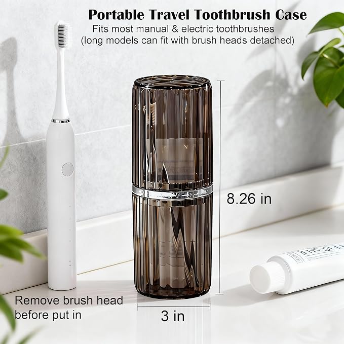 Toothbrush Travel Case, 2-in-1 Dustproof Travel Toothbrush Holder | Built-in 2 Mouthwash Cups, Portable & Compact, Toothpaste &Toothbrush Case For Traveling Camping Business Trip Bathroom - Image 2