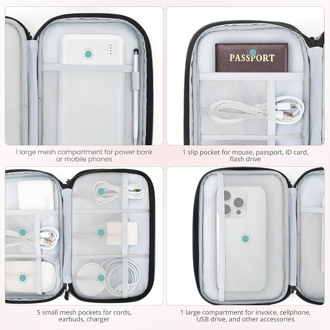 Skycase Tech Pouch - Lightweight Electronics Organizer Travel Case - Double Layers Cable Organizer - All-in-One Storage Bag for Charger, Cord, Phone, Flash Drive, Essentials - XL - Image 5