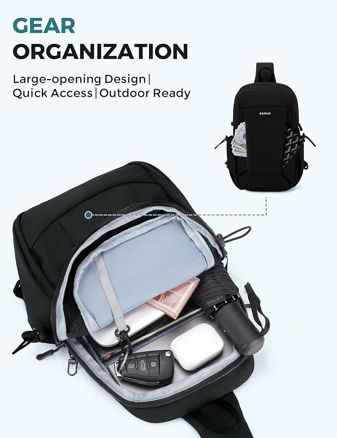 ECOHUB Anti-Theft Crossbody Bag Men Women RFID Blocking Lightweight Sling Backpack Water Resistant for Travel Hiking Outdoor - Image 6