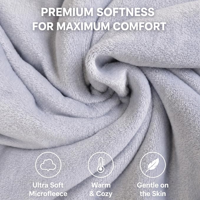 Travel Blanket Airplane, Soft 40" x 60" Flannel Travel Blanket, Lightweight Compact Blanket for Flights, Car Trips, Home & Office, Includes Carrying Pouch, Grey - Image 6