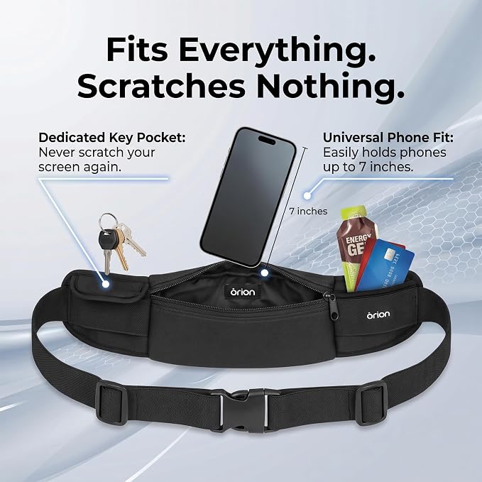 The Belt of Orion Running Belt, No-Bounce Waist Pack, 3 Pockets | Running Belt, No-Bounce Fit, 3 Zippered Pockets, Adjustable, For Running, Workouts & Hiking 9x3.5in - Image 4
