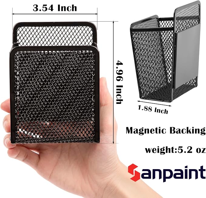 Magnetic Pen Holder - Mesh Locker Cups, Black | Strong Magnet Storage Marker Pen Pencil Organizer for Refrigerator, Whiteboard,Locker Accessories - Image 2