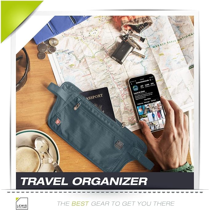 Lewis N. Clark Travel Money Belt Pouch, Slim RFID Blocking Anti Theft Waist Stash Pouches for Cash, Cards and Passport Holder - Image 5