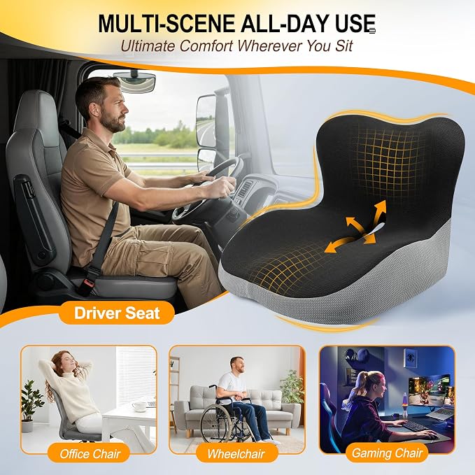 Allaboutsla Car Seat Cushion with Lumbar Support Pillow, Car Back Support | L-Shaped Ergonomic Memory Foam Seat Cushion, Car Seat Cushions for Driving, Driver Cushion and Back Support for Car, B&G - Image 7