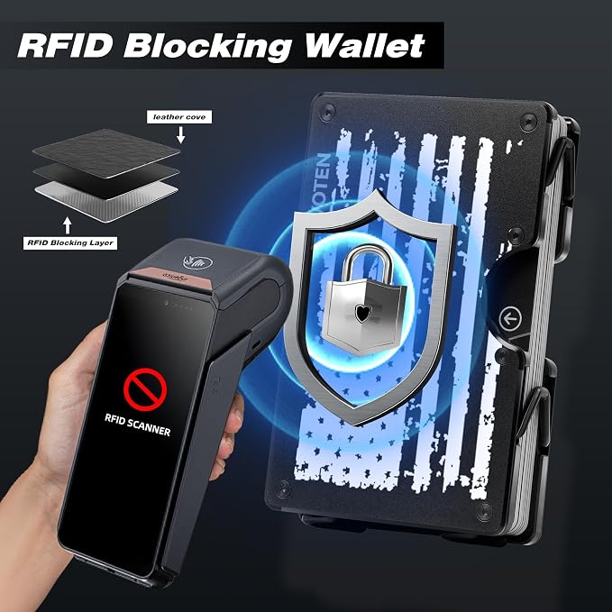 Lenvoten Upgraded Hinged Minimalist Wallet for Men, RFID Blocking Wallet | Slim Metal Aluminum, Credit Card Holder, Money Clip Holds 20 Cards, Premium Scratch-Resistant Finish, Ideal Gift for Men - Image 6
