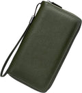 Bveyzi Women RFID Blocking Wallet Leather Zip Around Phone Clutch Large Capacity Ladies Travel Purse Wristlet by Bveyzi