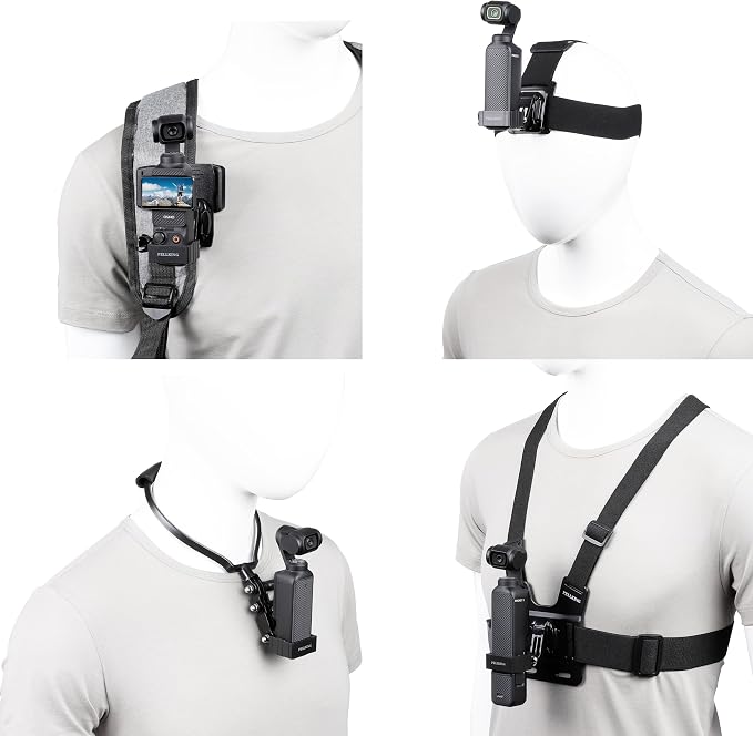 PellKing 4in1 Mount Accessories Kit for DJI Osmo Pocket 4 Pro 3 Xtra Muse | Chest Mount,Neck Holder Mount,Head Mount,Backpack Strap Mount With Expansion Adapter for Pocket 4 Pro 3 Xtra muse Camera by PellKing
