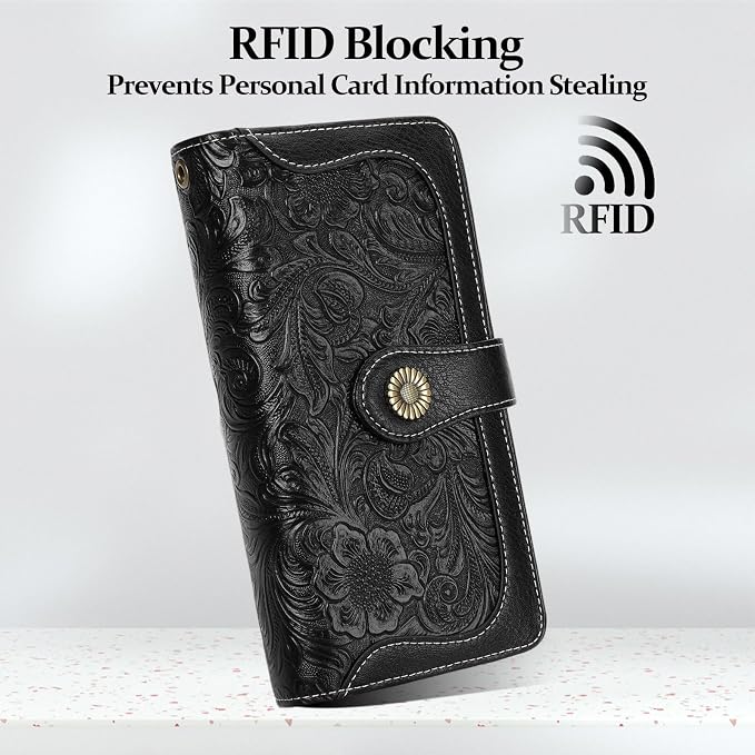 Wallets for Women Trifold Wristlet Wallets Large Capacity RFID Blocking Ladies Purse Credit Card Holder - Image 5