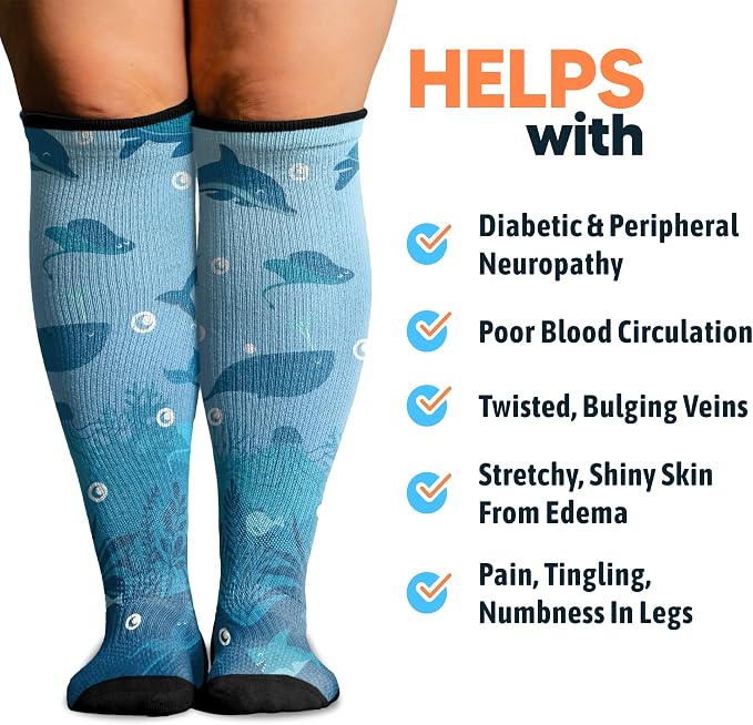Viasox Compression Socks for Women and Men, Knee High Socks 12-15 mmhg Circulation Support for Flight, Travel, Daily - Image 3